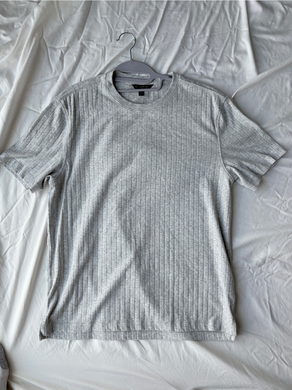 Banana Republic Light Gray Ribbed Short Sleeve Tee